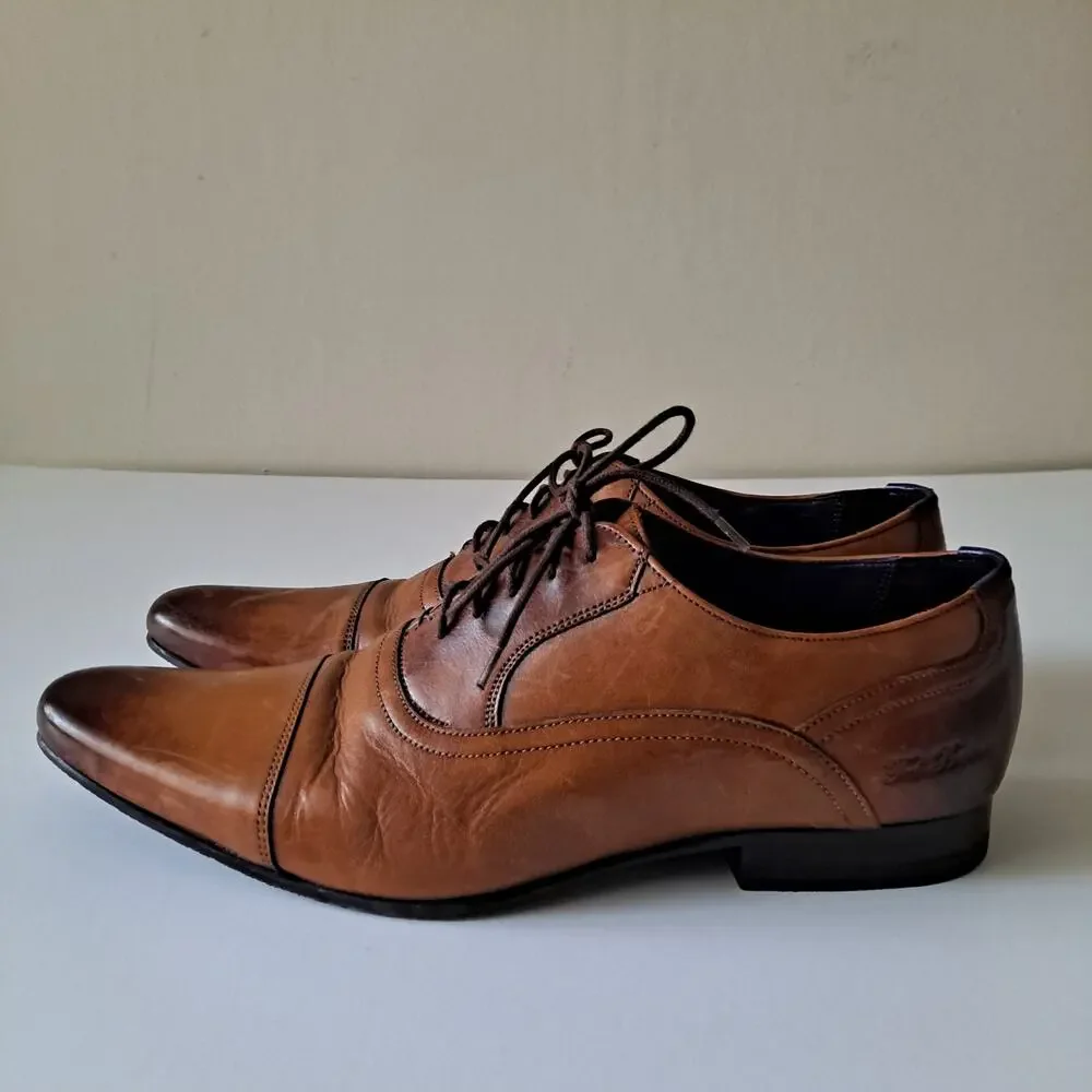 Ted Baker ROGRR Leather Cap Toe Lace-Up Oxford Shoes Brown Mens Size 45 US 12
